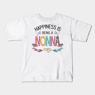 Happiness Is Being A Nonna Wildflowers Valentines Mothers Day Kids T-Shirt